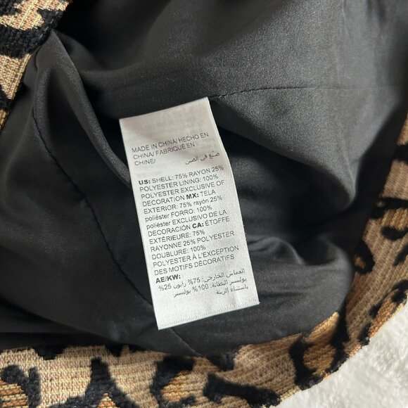Chico’s Animal-Print Jacquard Moto Jacket Womens 0P, US 4/6P Faux Leather Trim - Picture 4 of 8